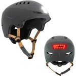 Casco Urban Light Olsson Negro Antracita con Luz para Bicicleta, Patinete Eléctrico, Skate y Patines